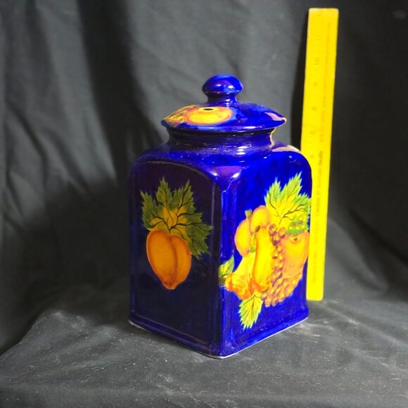Vintage Mexican Ceramic Fruit-Themed Kitchen Canister Set With Lids - Picture 10 of 11